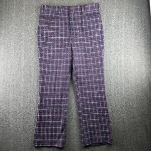 Vintage Kings Road Pants Mens 38 Blue Plaid Perma-Prest Dress Slacks Trim 60s